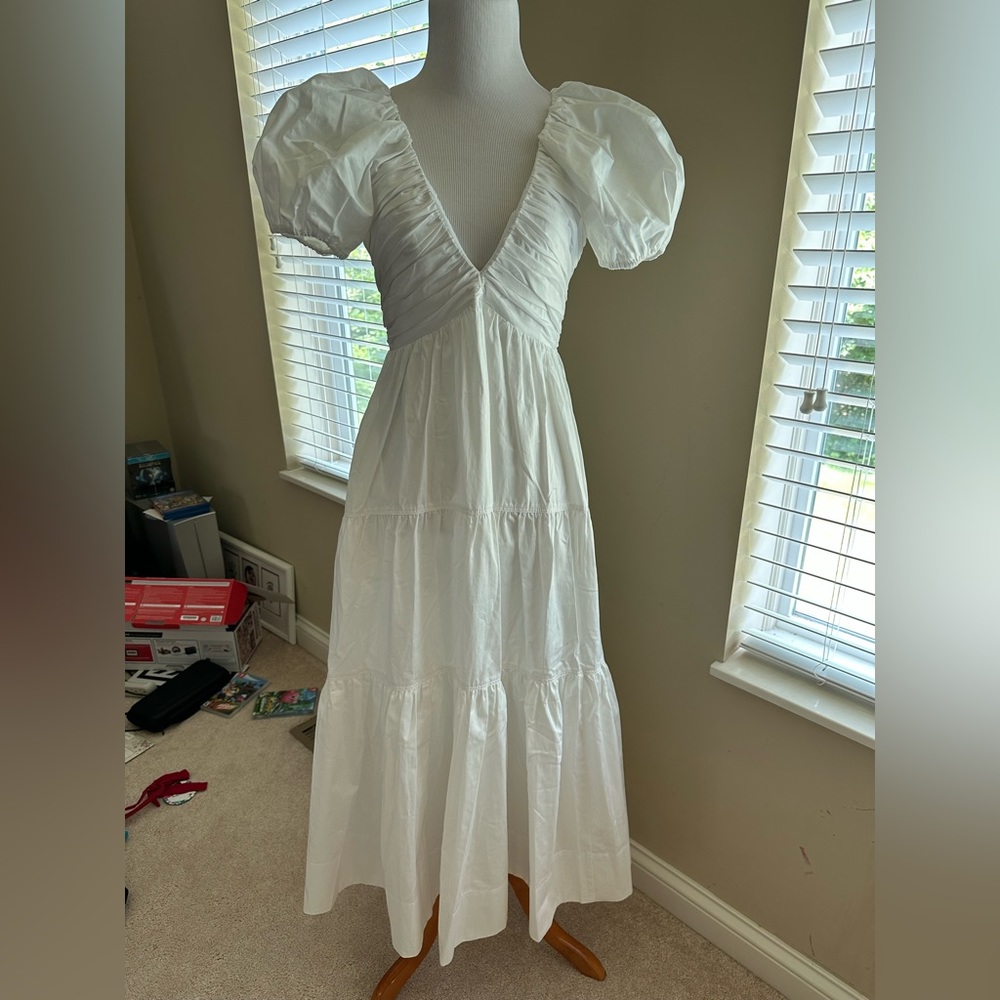 NWT La Ligne Ina dress in ivory 100% cotton in size XS